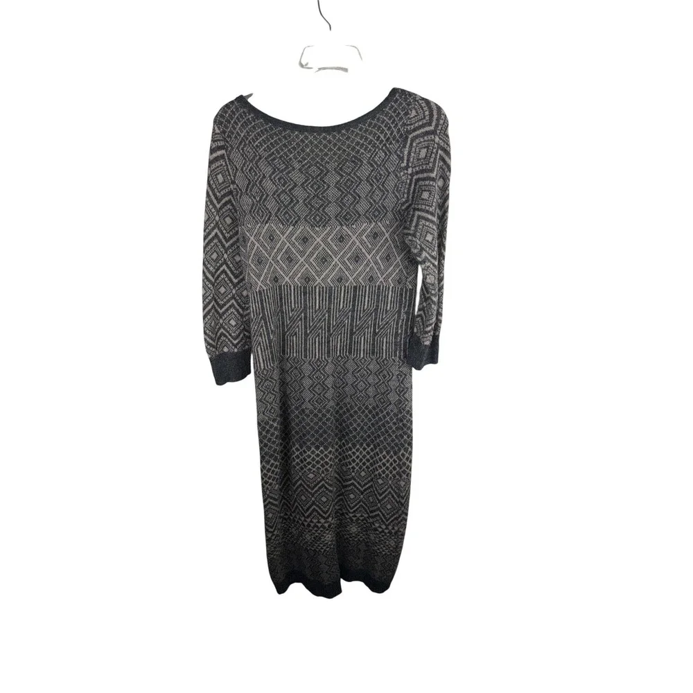 Sparrow Anthropologie Grey Geometric Fair Isle Alpaca‎ Wool Sweater Dress Medium